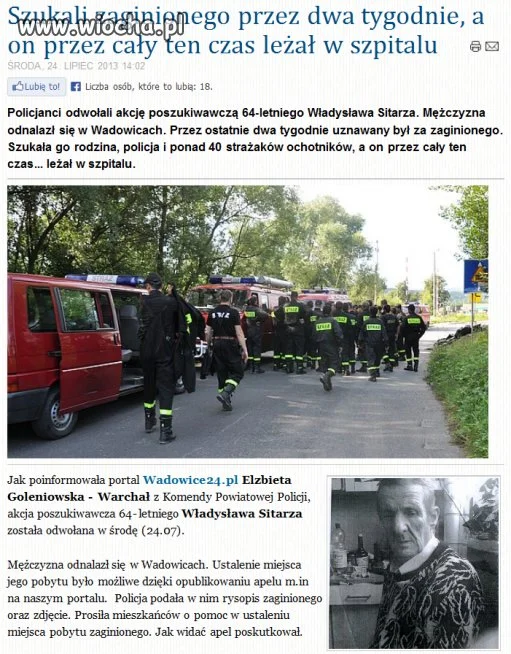 Policja szukała tego pana 2 tygodnie...