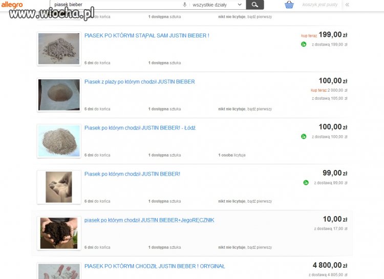 Piasek po którym STĄPAŁ sam Justin Bieber