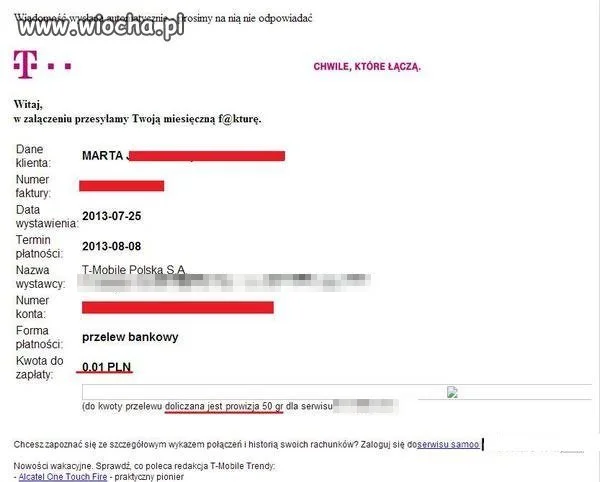 Faktura z T-mobile