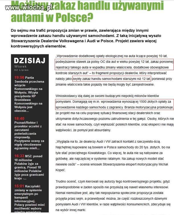 Zakaz handlu używanymi samochodami?