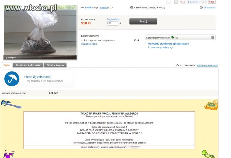 Piasek po którym chodził Justin Bieber...