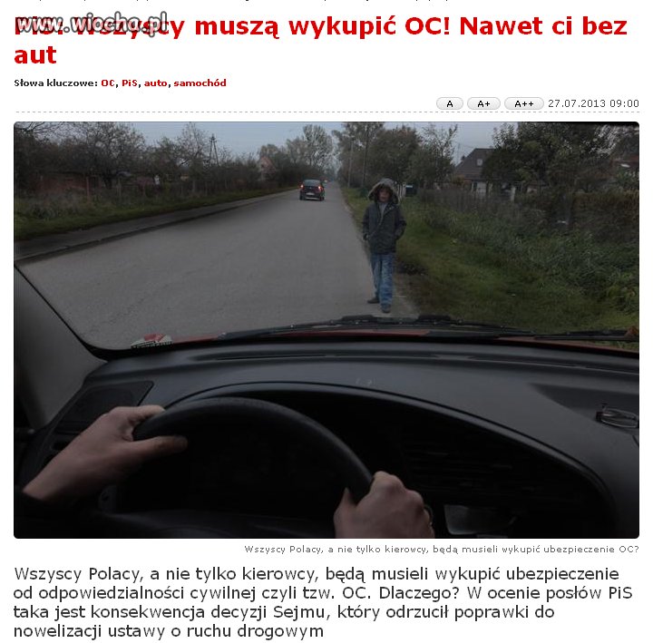 Obowiązkowe ubezpieczenie OC dla pieszych