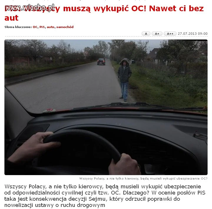 Obowiązkowe ubezpieczenie OC dla pieszych