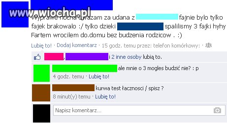 Publiczna rozmowa na fb 15latków