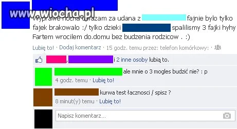 Publiczna rozmowa na fb 15latków