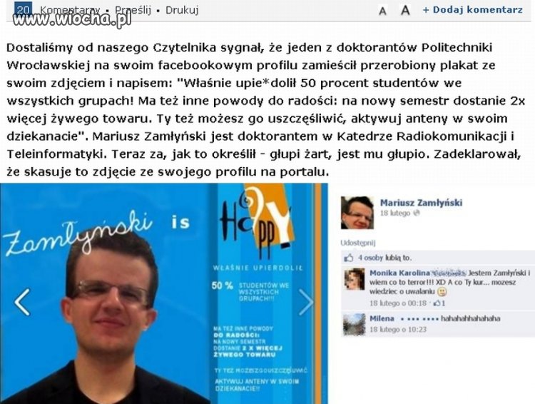 Doktorant upier... połowę studentów