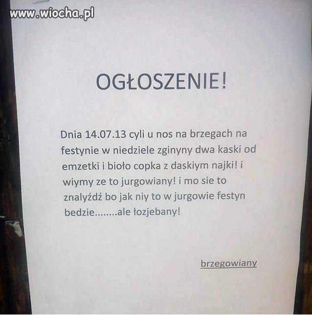 Hehe Ogłoszenie od Brzegowiany