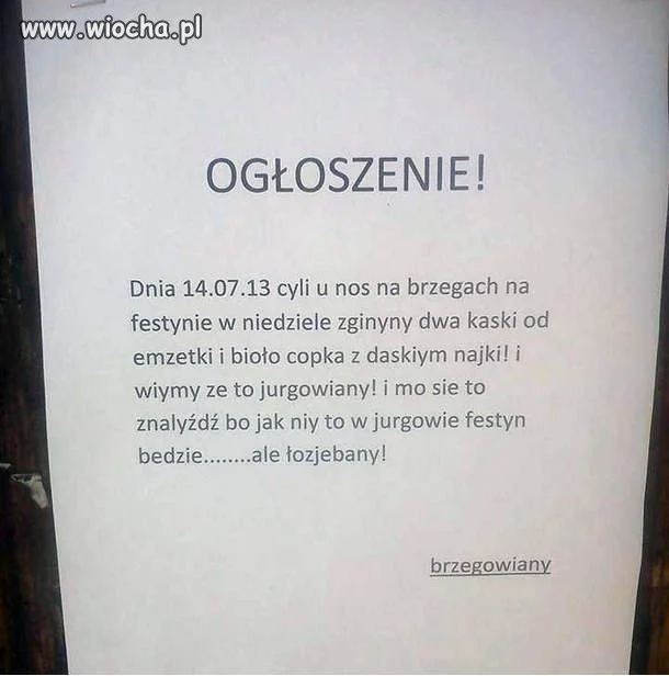 Hehe Ogłoszenie od Brzegowiany