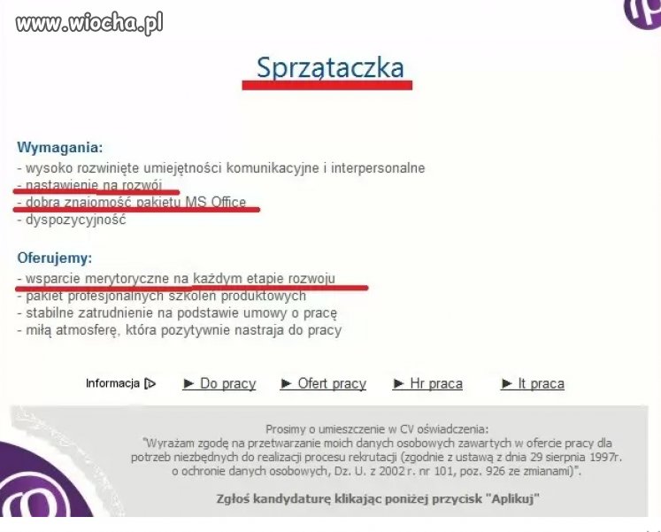 Zatrudnimy sprzątaczkę...