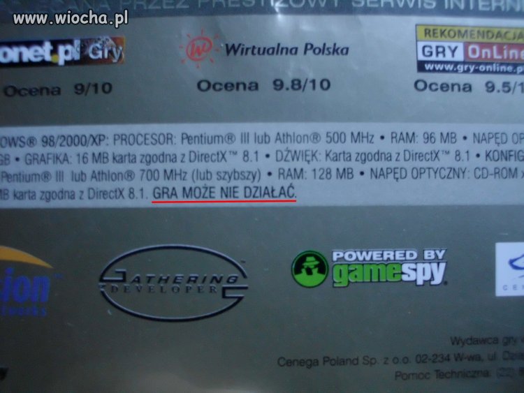 Gra może nie działać