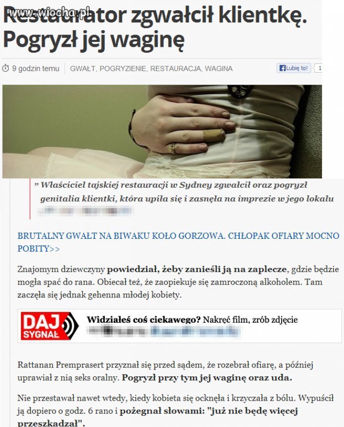 Restaurator zgwałcił i pogryzł waginę...