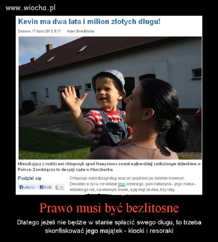 Kevin ma dwa latka i milion złotych długu !