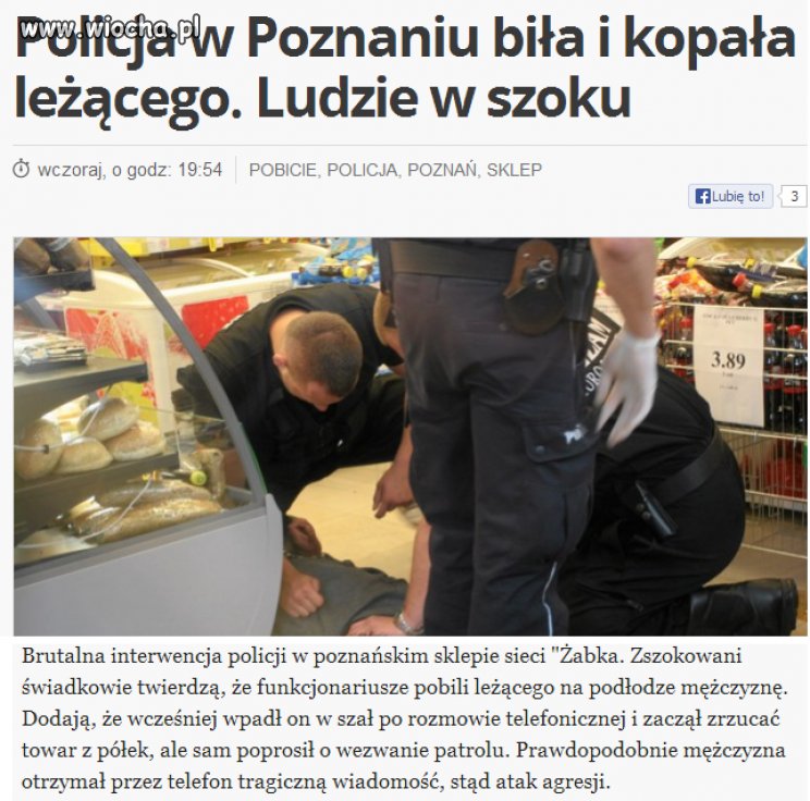 Policja w Poznaniu biła i kopała leżącego...