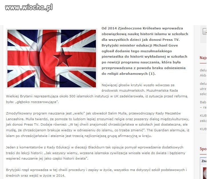 Obowiązkowa nauka historii islamu.