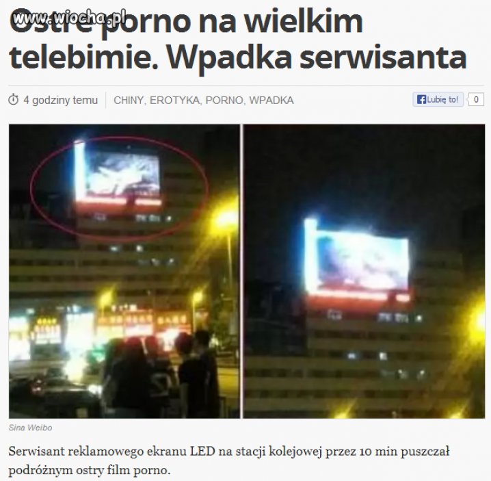Ostre porno na wielkim telebimie w Chinach...