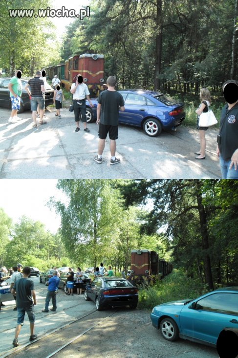 Zaparkował sobie na przejeździe kolejowym.