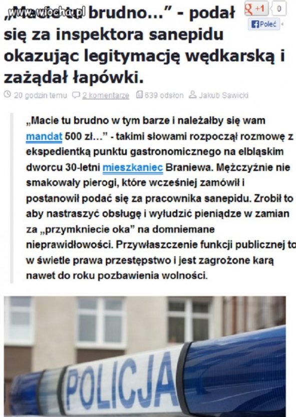 Podał się za inspektora sanepidu.