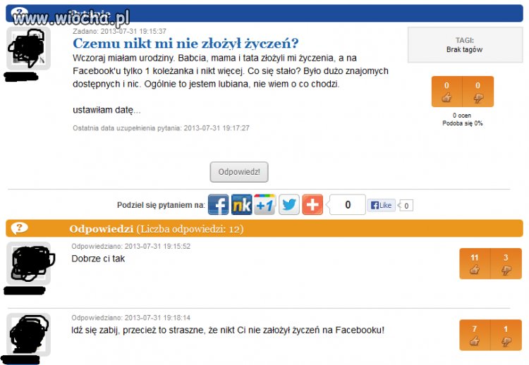 Czemu nikt mi nie złożył życzeń na facebooku?