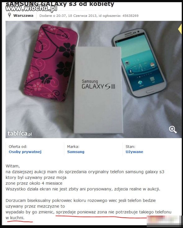 Sprzedaż telefonu od kobiety.