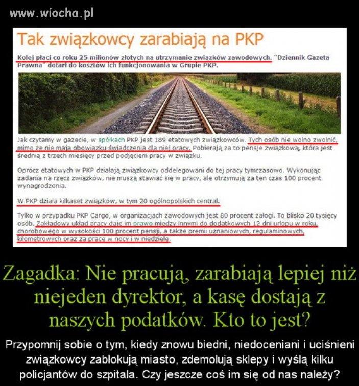 Tak związkowcy zarabiają na PKP