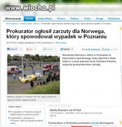 Norweg odpowiada za wypadek (???)