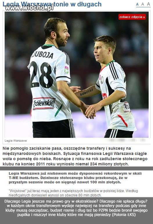 Legia i jej długi