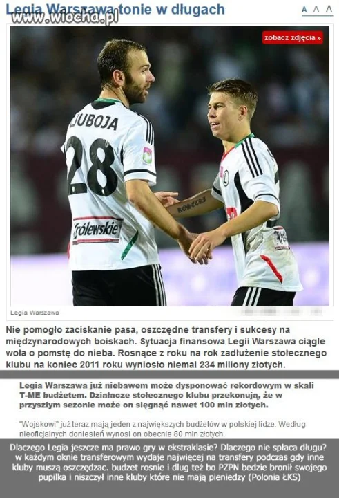 Legia i jej długi