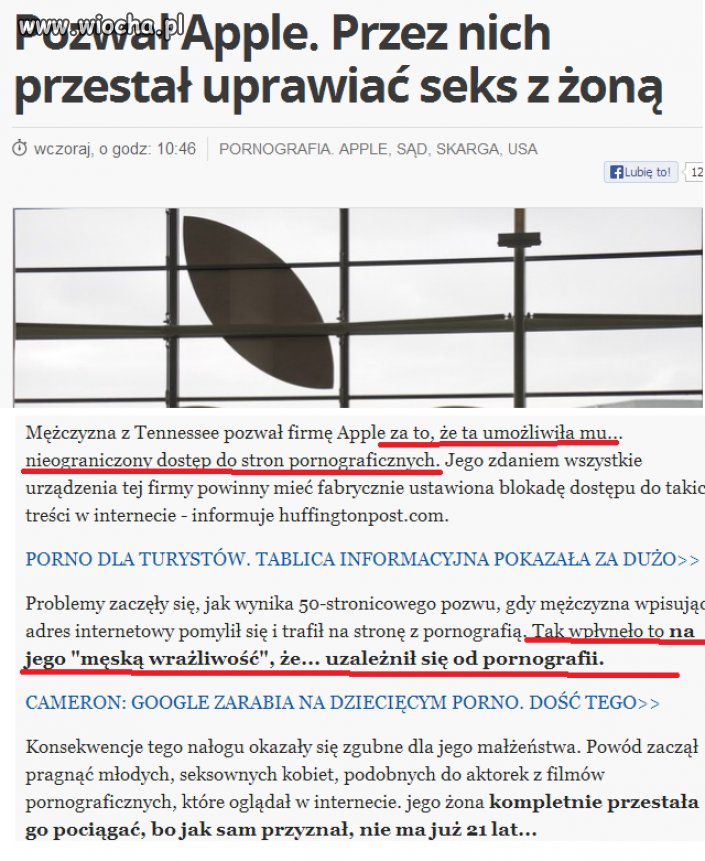 Pozwał Apple... Przestałem uprawiać seks z żoną...