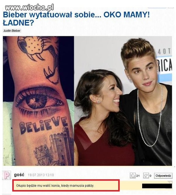 Bieber wytatuował sobie...