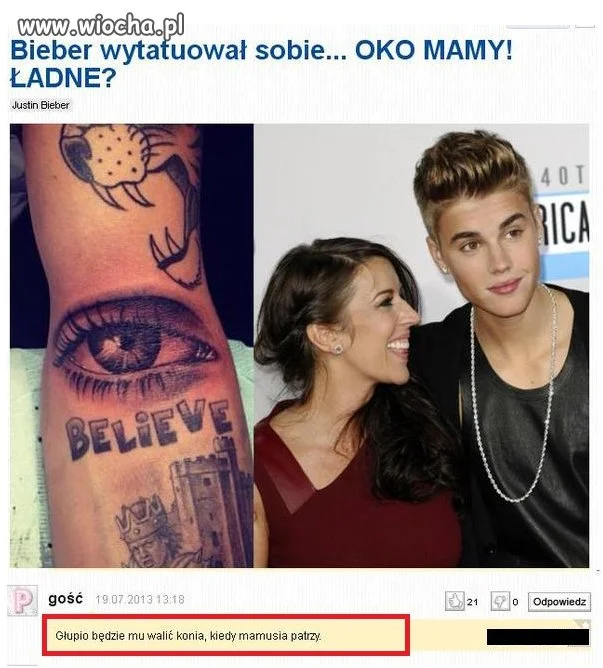 Bieber wytatuował sobie...