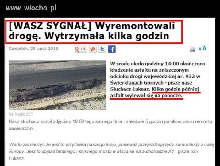 Droga wytrzymała aż kilka godzin