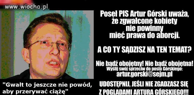Zgwałcone kobiety nie powinny mieć prawa do aborcji