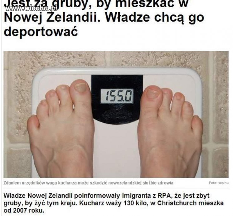 Jest pan za gruby żeby zamieszkał pan w naszym kraju...