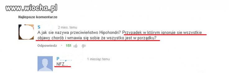 NFZ przeciwieństwem hipohondryka?