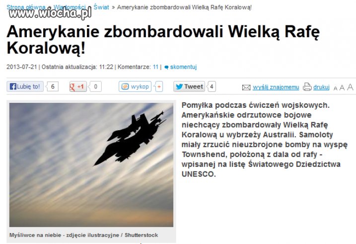 Niechcący zbombardowali Wielką Rafę koralową