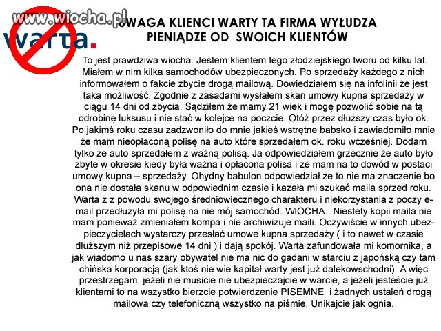 Warta wyłudza pieniądze