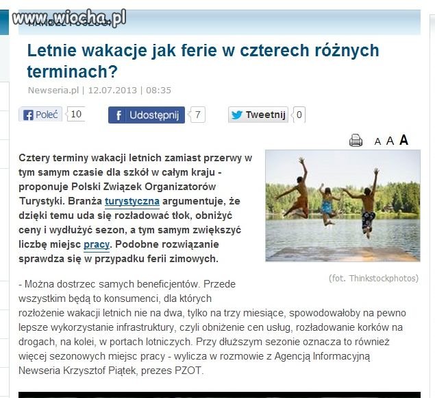Wakacje w czerech różnych terminach