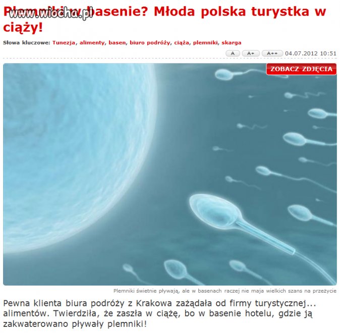 Zaszła w ciążę przez plemniki w basenie...