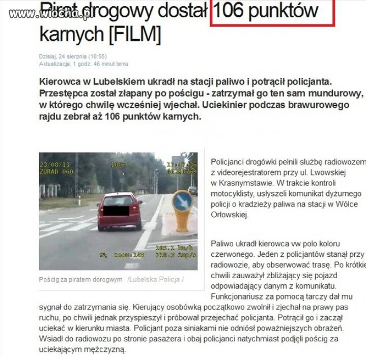Niechlubny rekord...106 punktów karnych...