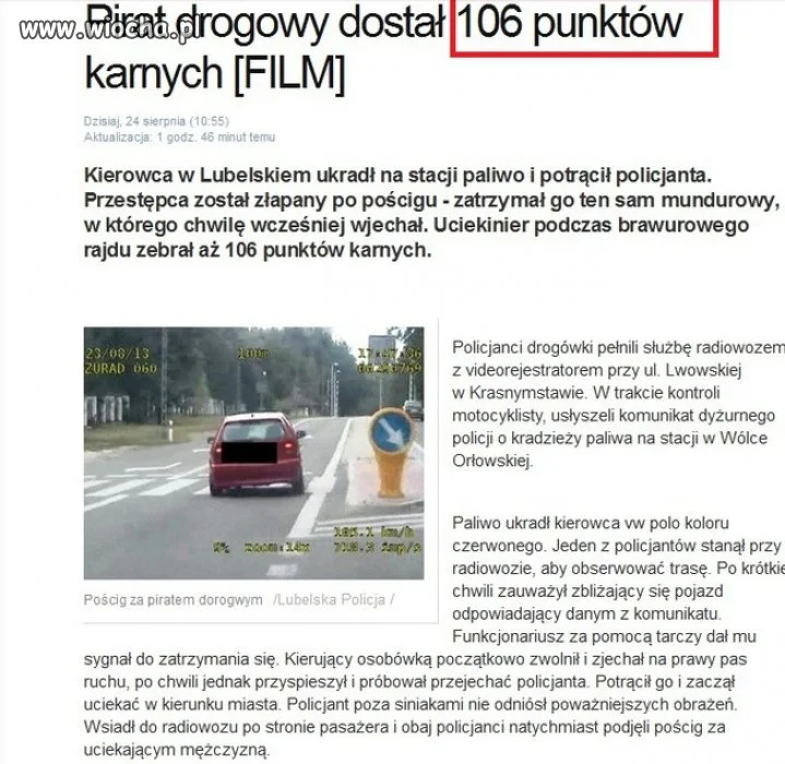 Niechlubny rekord...106 punktów karnych...