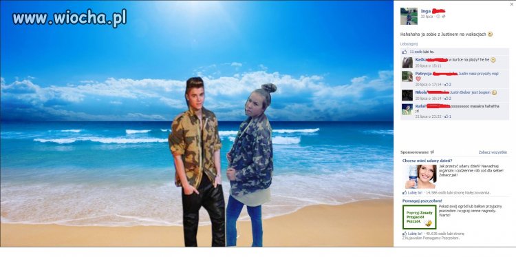 W kurtce na plaży...
