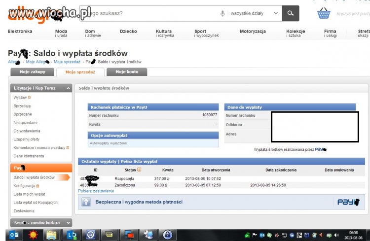 Wpłata na ich konto 5sekund, wypłata dwa lub trzy 