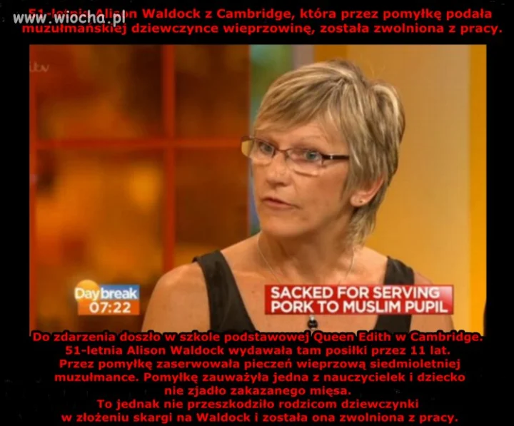 Bo podała wieprzowinę..