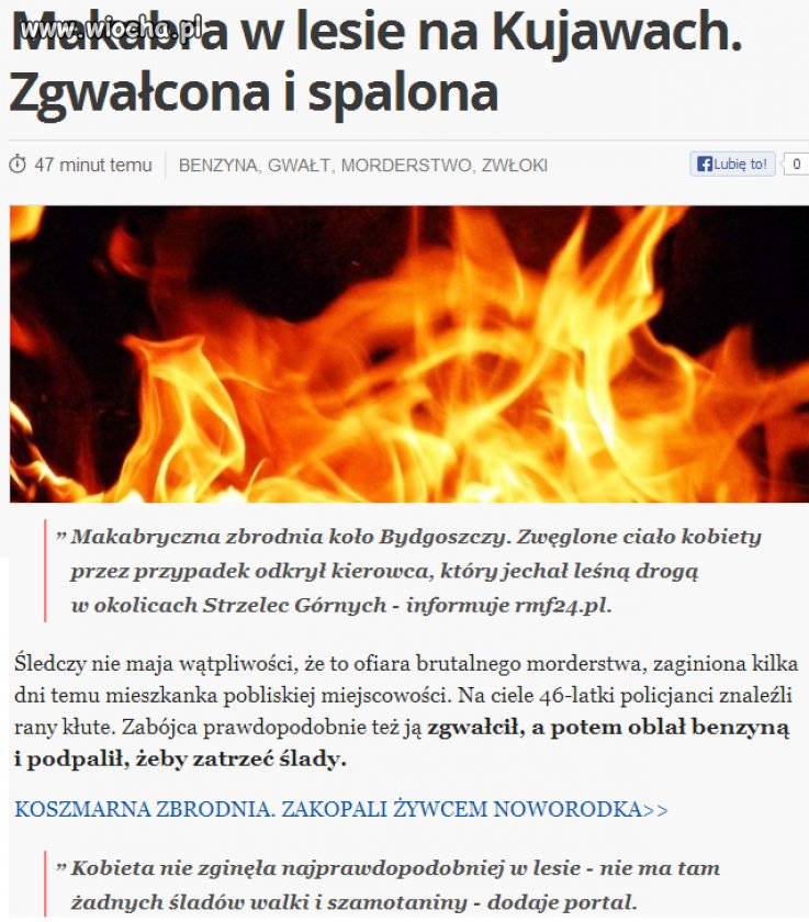 Makabra... Zgwałcił, a potem spalił...