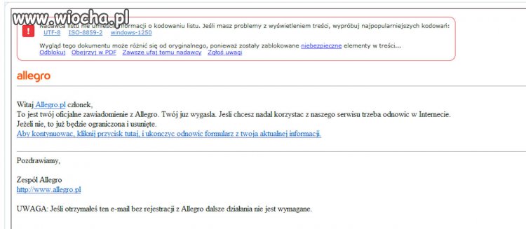 Podszywanie się pod allegro.