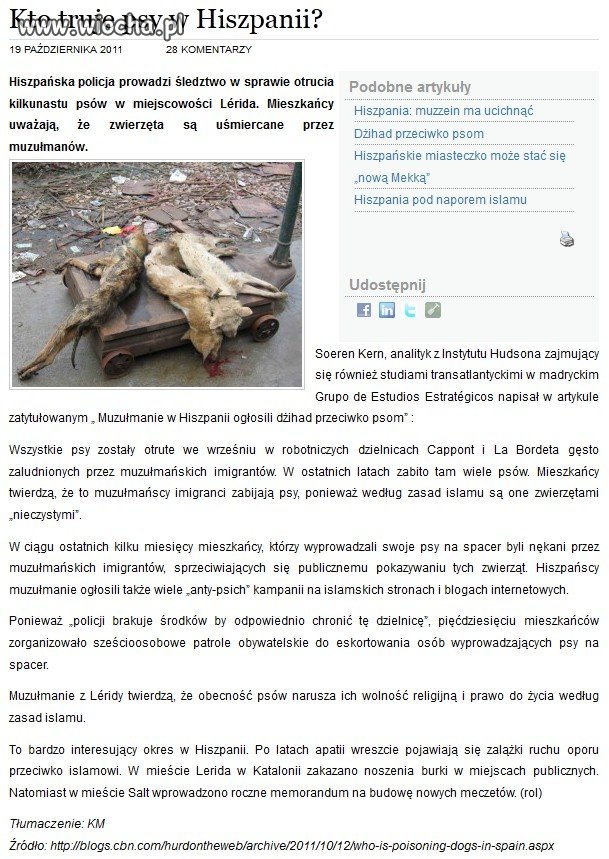 Przeszkadzają wam psy - trzeba nam więcej muslimów