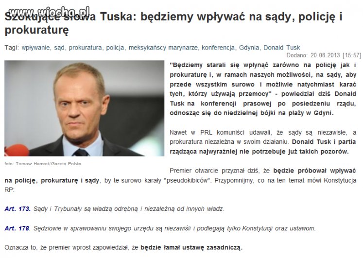 Niezawisłe sądy? Nie dla Donalda Tuska
