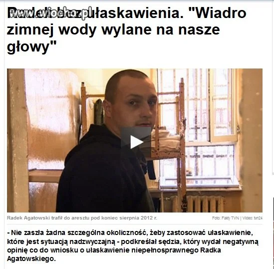 Chory człowiek za kratami...