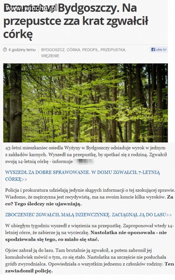 Brutalnie zgwałcił swoją 14letnią córkę...