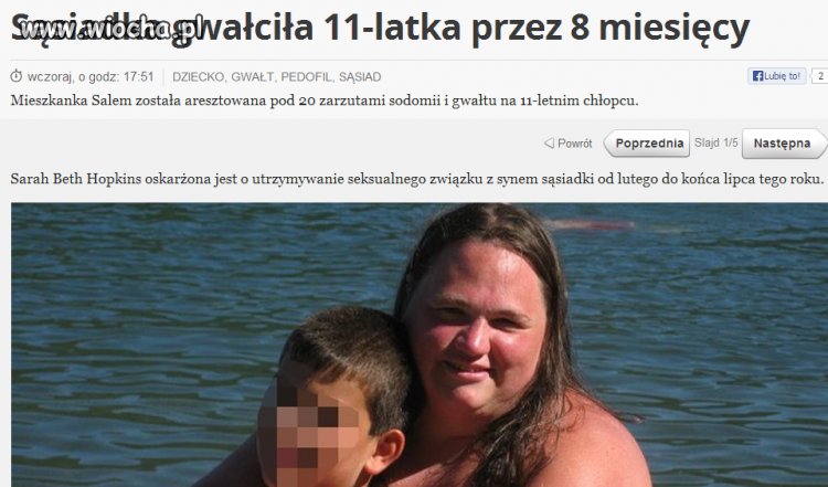 Sąsiadka gwałciła 11-latka...